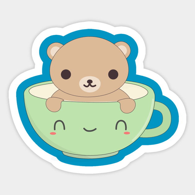 Cute Coffee Brown Bear T-Shirt Sticker by happinessinatee